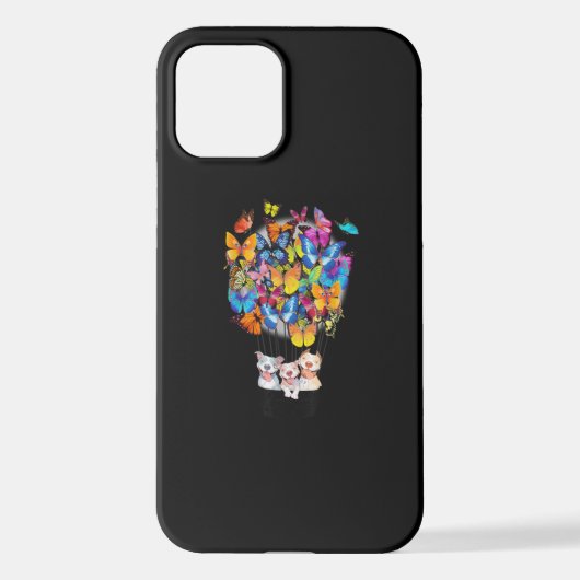 Cute Pitbull Dog Butterfly Hot Air Balloon iPhone Hoesje (Achterkant)