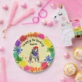 Cute Pitbull Dog Fun Paint Splash Art Party    Papieren Bordje (Feest)