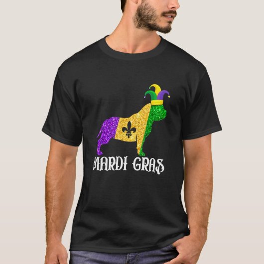 Cute Pitbull Dog Lover Mardi Gras Party Jester Mas T-shirt (Voorkant)