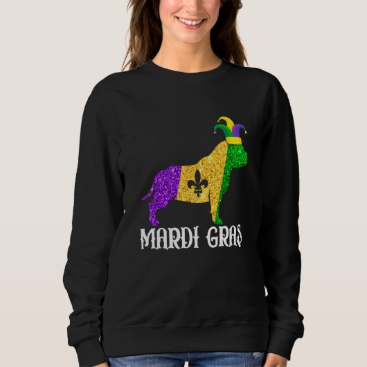 Cute Pitbull Dog Lover Mardi Gras Party Jester Mas Trui (Voorkant)