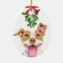 Cute Pitbull Dog onder mistletoe