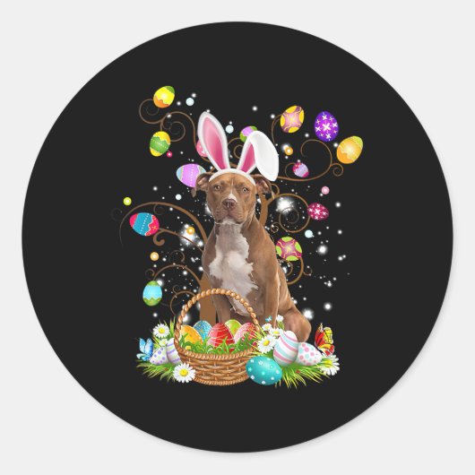 Cute Pitbull Egg Shirt Paasdag Pap Dog mama Ronde Sticker (Voorkant)