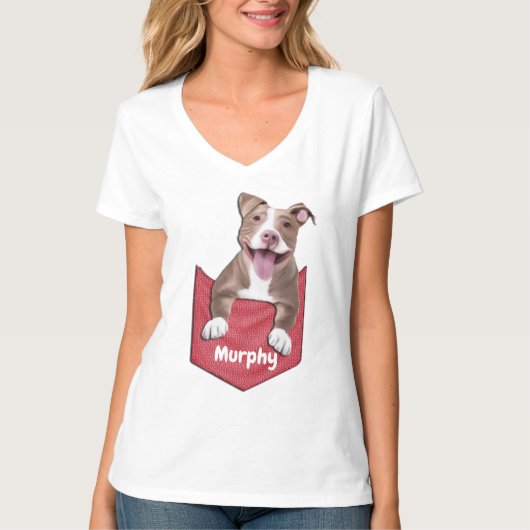 Cute Pitbull Pocket Dog T-Shirt (Voorkant)