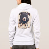 Cute Pitbull Puppy Dog Cartoon Design Hoodie (Achterkant)