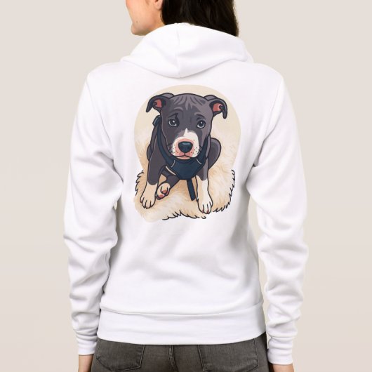 Cute Pitbull Puppy Dog Cartoon Design Hoodie (Achterkant)
