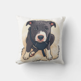 Cute Pitbull Puppy Dog Cartoon Design Kussen