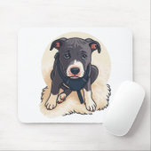 Cute Pitbull Puppy Dog Cartoon Design Muismat (Met muis)