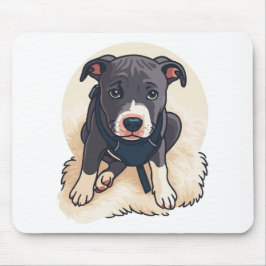 Cute Pitbull Puppy Dog Cartoon Design Muismat