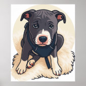 Cute Pitbull Puppy Dog Cartoon Design Poster (Voorkant)