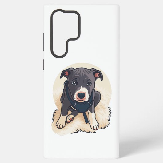 Cute Pitbull Puppy Dog Cartoon Design Samsung Galaxy Hoesje (Achterkant)
