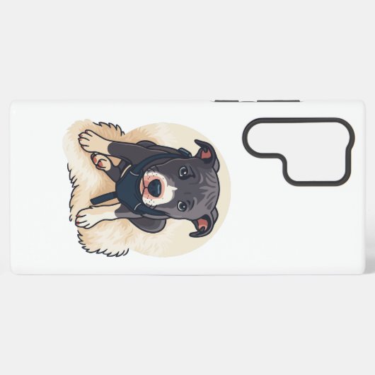 Cute Pitbull Puppy Dog Cartoon Design Samsung Galaxy Hoesje (Achterkant horizontaal)