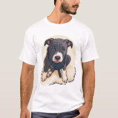 Cute Pitbull Puppy Dog Cartoon Design T-shirt (Voorkant)