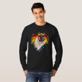 Cute Pitbull Rainbow Heart Gay Pride Lgbt Dog T-shirt (Voorkant volledig)