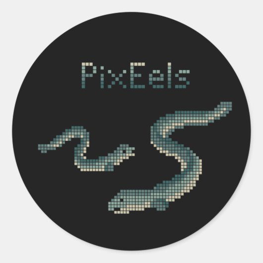 Cute "PixEels" Pixelated Eels Graphic Ronde Sticker (Voorkant)