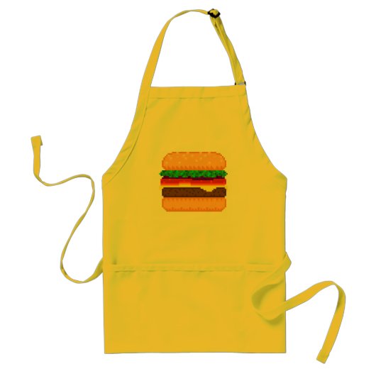 Cute Pixel Art Burger Time Apron Standaard Schort (Voorkant)