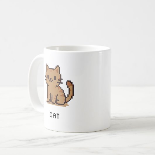 Cute Pixel Art Cat Mug Koffiemok (Voorkant links)