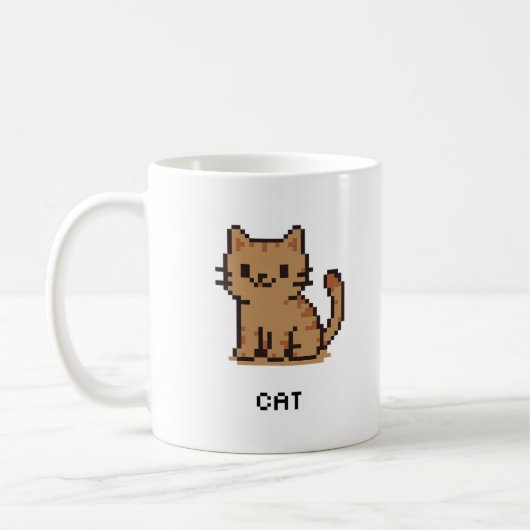 Cute Pixel Art Cat Mug Koffiemok (Links)