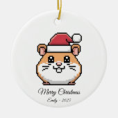 Cute Pixel Art Hamster Santa Hat Christmas Gift Keramisch Ornament (Voorkant)