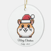 Cute Pixel Art Hamster Santa Hat Christmas Gift Keramisch Ornament (Links)