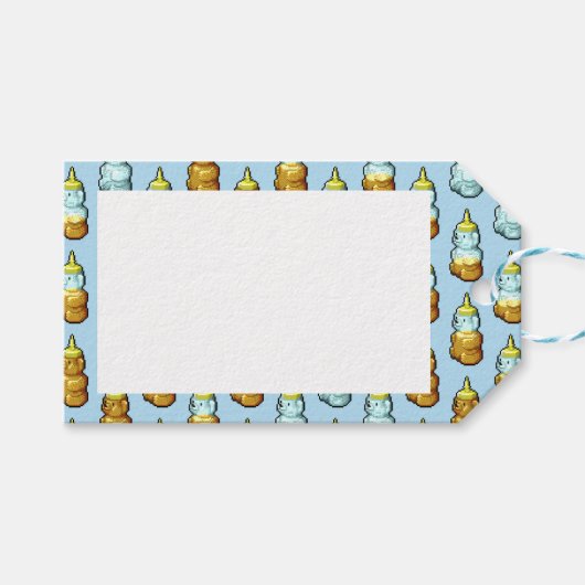 Cute Pixel Art Honey Beer Fles Pattern Cadeaulabel (Voorkant (Horizontaal))