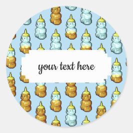 Cute Pixel Art Honey Beer Fles Pattern Ronde Sticker