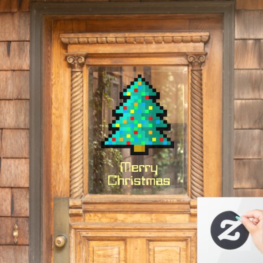 Cute Pixel Art kerstboom Funny Geeky Custom Raamsticker (Huis Deur)