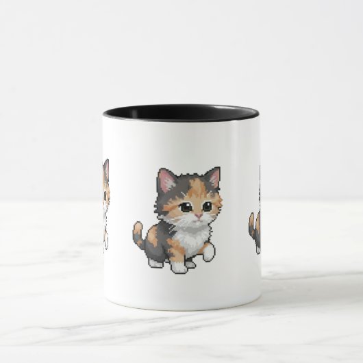 Cute Pixel Art Kitten Mug Mok (Midden)