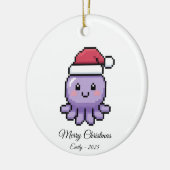 Cute Pixel Art Octopus Santa Hat Christmas Gift Keramisch Ornament (Links)