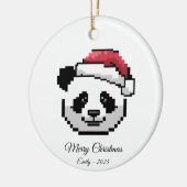 Cute Pixel Art Panda Bear Santa Hat Christmas Gift Keramisch Ornament (Links)