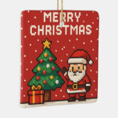 Cute pixel art Santa Claus Keramisch Ornament (Rechts)