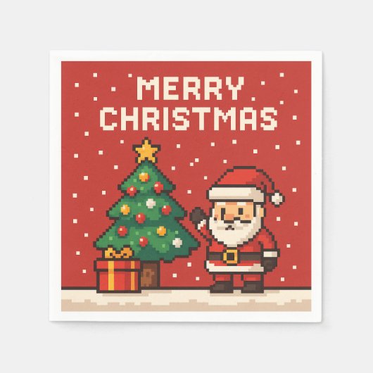 Cute pixel art Santa Claus Servet (Voorkant)