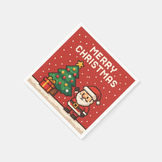 Cute pixel art Santa Claus Servet (Hoek)