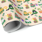Cute Pixel Cats in Christmas Tree Costumes Cadeaupapier (Rol Hoek)