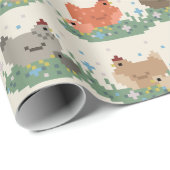 Cute Pixel Chickens Pattern Cadeaupapier (Rol Hoek)