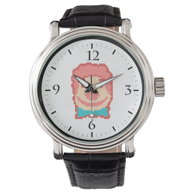 Cute pixel clown gezicht  kussensloop horloge (Voorkant)