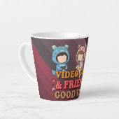 Cute Pixel Gamer Friends Art Piece Latte Mok (Linkerhoek)