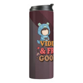 Cute Pixel Gamer Friends Art Piece Thermosbeker (Gedraaid links)