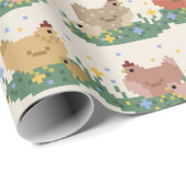 Cute Pixel Kippen Patroon Cadeaupapier (Rol Hoek)