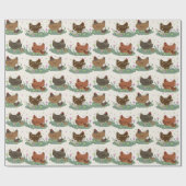 Cute Pixel Kippen Patroon Cadeaupapier (Vlak)
