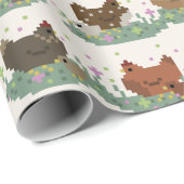 Cute Pixel Kippen Patroon Cadeaupapier (Rol Hoek)