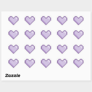 Cute Pixel Paarse Hart Sticker | Kawaii Retro 8-B