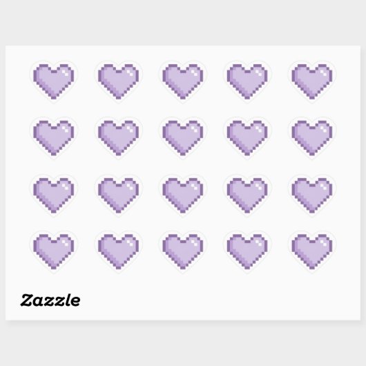 Cute Pixel Paarse Hart Sticker | Kawaii Retro 8-B (Vel)
