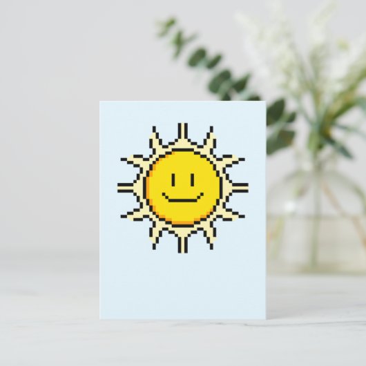Cute Pixel Sun Briefkaart (Staand voorkant)