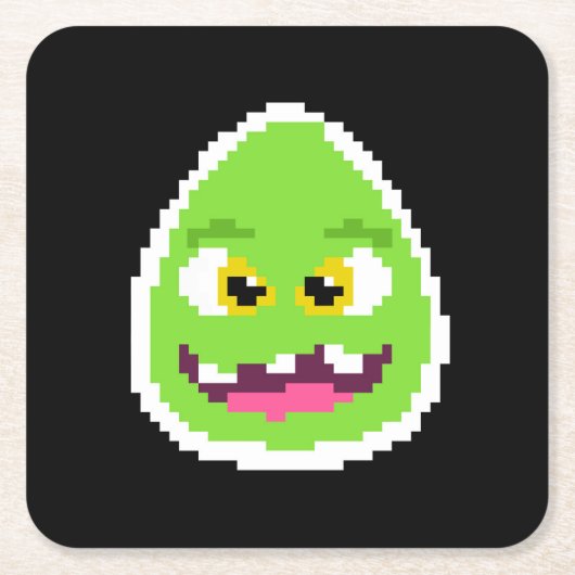 Cute pixeled egg monster mok trekstring ba kartonnen onderzetters (Voorkant)