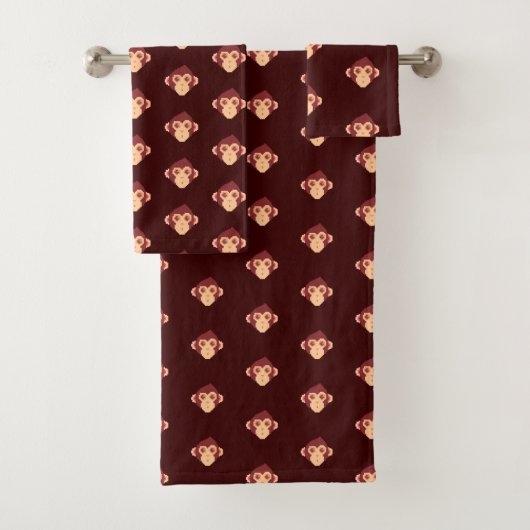 Cute pixeled monkey face notitieboek HP notebook s Bad Handdoek (Insitu)