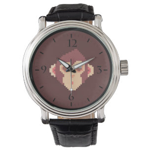 Cute pixeled monkey face notitieboek HP notebook s Horloge