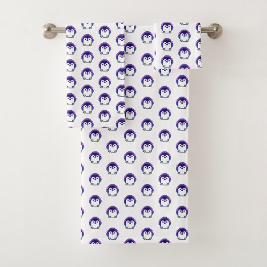 Cute pixeled pinguin baby werpen kussen bad handdoek (Insitu)