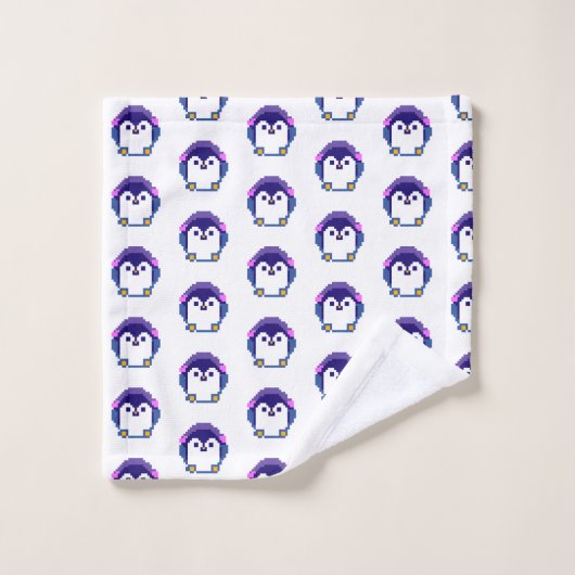 Cute pixeled pinguin baby werpen kussen bad handdoek (Wasdoekje)