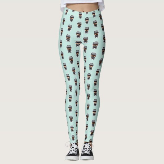 Cute pixeled robotCop Leggings (Voorkant)