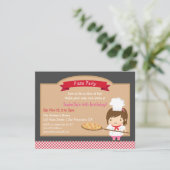 Cute Pizza Chef Girl Birthday Party Custom Kaart (Staand voorkant)